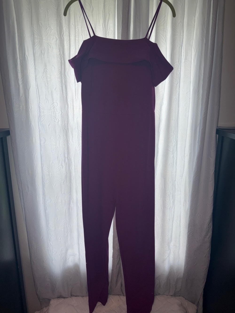 Rolla Coster Wine Sleeveless Jumpsuit with Ruffle Neckline